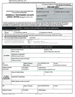 GRAS Notice 915, Calcium L-Methylfolate