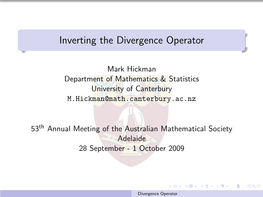 Inverting the Divergence Operator