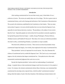 I Introduction After Teaching Constitutional Law for More Than Twenty Years, I Often Think of It As a Collection of Stories. Th