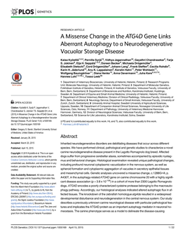 A Missense Change in the ATG4D Gene Links Aberrant Autophagy to a Neurodegenerative Vacuolar Storage Disease