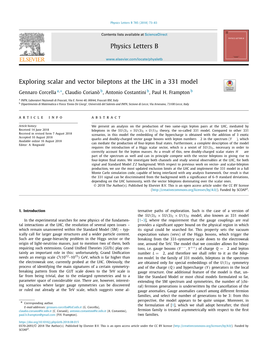 Exploring Scalar and Vector Bileptons at the LHC in a 331 Model ∗ Gennaro Corcella A, , Claudio Corianò B, Antonio Costantini B, Paul H