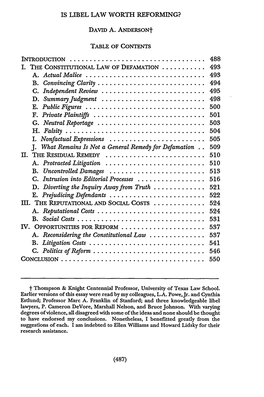 Is Libel Law Worth Reforming?