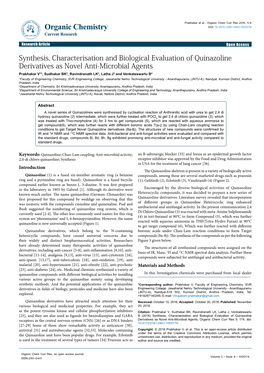 Synthesis, Characterisation and Biological Evaluation Of