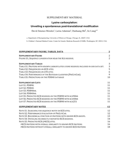 SUPPLEMENTARY MATERIAL Lysine Carboxylation