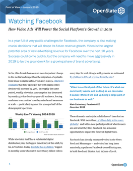 Watching Facebook How Video Ads Will Power the Social Platform’S Growth in 2019