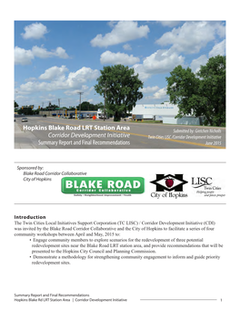 Hopkins Blake Road LRT Station Area Corridor Development Initiative Workshops