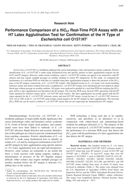 Performance Comparison of a Flic H7 Real-Time PCR Assay with an H7