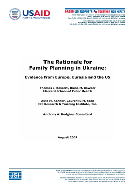 The Rationale for Family Planning in Ukraine