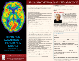 Brain and Cognition in Health and Disease
