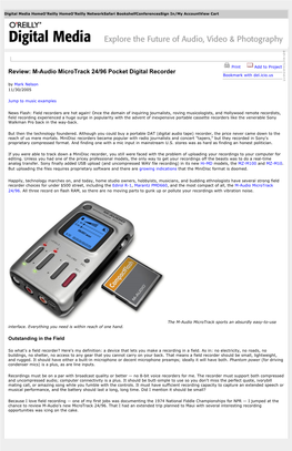 Review: M-Audio Microtrack 24/96 Pocket Digital Recorder Bookmark with Del.Icio.Us