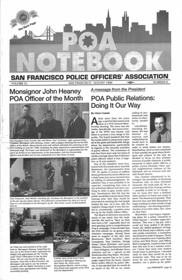 AUGUST 1999 NUMBER 8 Monsignor John Heaney a Message from the President POA Officer of the Month POA Public Relations: Doing It Our Way