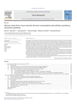 African Swine Fever Virus Controls the Host Transcription and Cellular Machinery of Protein Synthesis