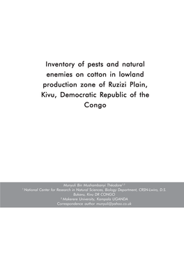 Inventory of Pests and Natural Enemies on Cotton in Lowland Production Zone of Ruzizi Plain, Kivu, Democratic Republic of the Congo