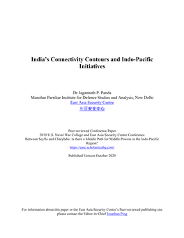 India's Connectivity Contours and Indo-Pacific Initiatives