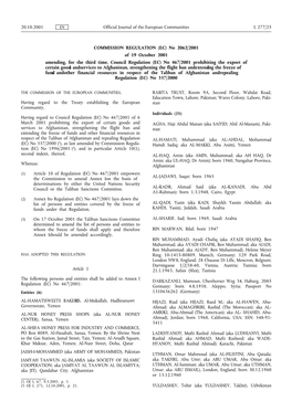 Official Journal of the European Communities 20.10.2001 L 277/25 COMMISSION REGULATION (EC) No 2062/2001 of 19 October 2001 Amen