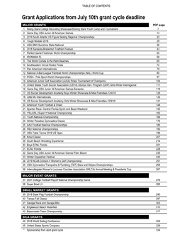 2018-19 First Quarter Grant Application Booklet Table of Contents