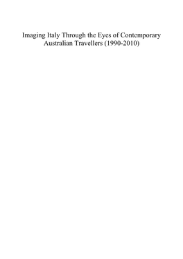 Imaging Italy Through the Eyes of Contemporary Australian Travellers (1990-2010)