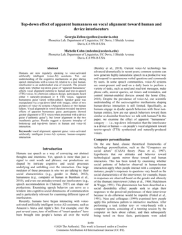 Top-Down Effect of Apparent Humanness on Vocal Alignment Toward Human and Device Interlocutors