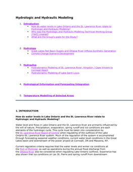 Hydrologic and Hydraulic Modeling