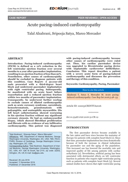 Acute Pacing-Induced Cardiomyopathy