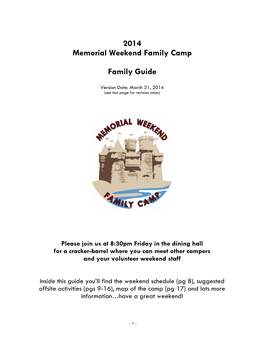 2014 Memorial Weekend Family Camp Family Guide