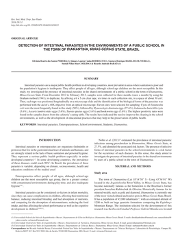 Detection of Intestinal Parasites in the Environments of a Public School in the Town of Diamantina, Minas Gerais State, Brazil