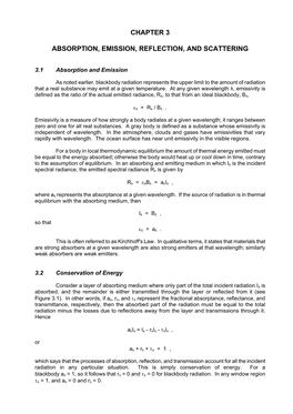 Chapter 3 Absorption, Emission, Reflection, And