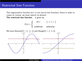 Exponential Growth and Inverse Trigonometric Functions Inverse Sine Function (Arcsin X = Sin−1X)