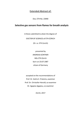 Selective Gas Sensors from Flames for Breath Analysis