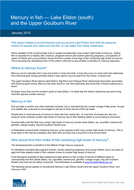 Mercury in Fish — Lake Eildon (South) and the Upper Goulburn River
