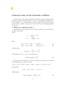 Coherent States of the Harmonic Oscillator