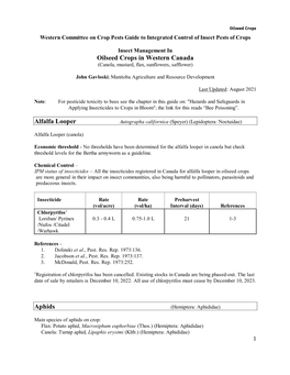 Oilseed Crops in Western Canada Alfalfa Looper Aphids