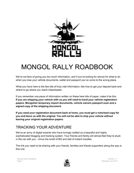 Mongol Rally Roadbook