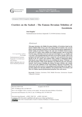 The Famous Devonian Trilobites of Gerolstein