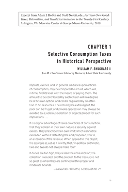 Selective Consumption Taxes in Historical Perspective WILLIAM F