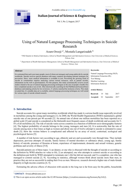 Using of Natural Language Processing Techniques in Suicide