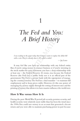 Chapter 1: the Fed and You: a Brief History