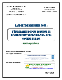 Rapport De Diagnostic Pour : L'élaboration Du Plan