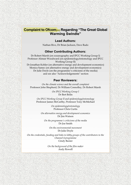 [PDF] Complaint to Ofcom Regarding “The Great Global Warming Swindle”