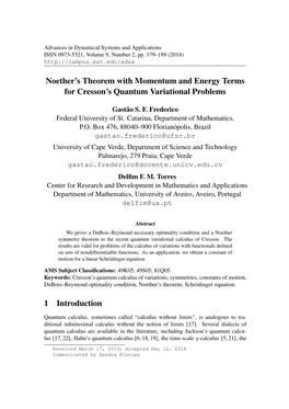 Noether's Theorem with Momentum and Energy Terms for Cresson's
