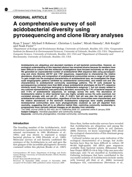 A Comprehensive Survey of Soil Acidobacterial Diversity Using Pyrosequencing and Clone Library Analyses