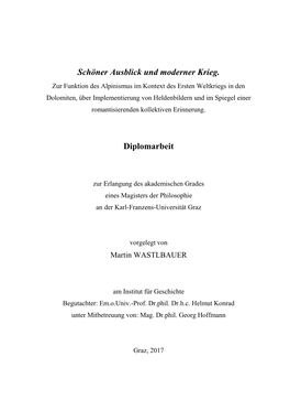 Schöner Ausblick Und Moderner Krieg. Diplomarbeit