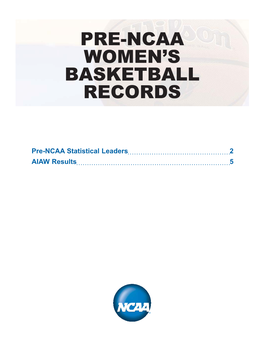 5 2016 WBB Pre NCAA AIAW Records.Indd