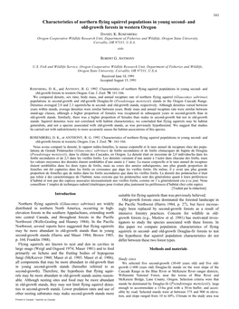 Characteristics of Northern Flying Squirrel Populations in Young Second- and Old-Growth Forests in Western Oregon DANIEL K