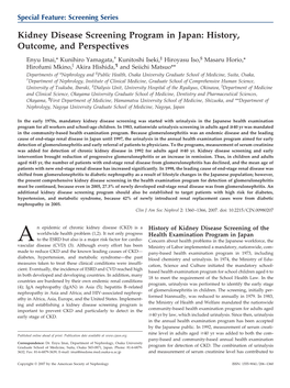 Kidney Disease Screening Program in Japan: History, Outcome, and Perspectives