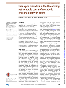 Urea Cycle Disorders: a Life-Threatening Yet Treatable Cause of Metabolic Encephalopathy in Adults