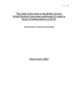 'The Clash of the Clans in the British Divorce': Would Scotland Have Been