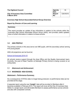 Item 18. Inverness High School Associated School Group Overview