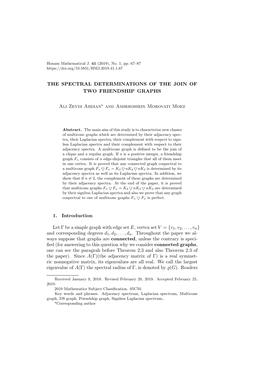 The Spectral Determinations of the Join of Two Friendship Graphs