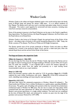 Windsor Castle Fact Sheet